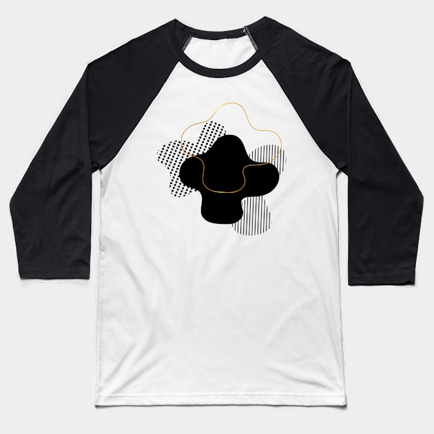 Black, Gray and Gold Abstract Pattern Baseball T-Shirt by RedRubi